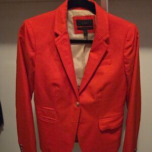 J.Crew Schoolboy Blazer Orange Red Wool One Button Size 2